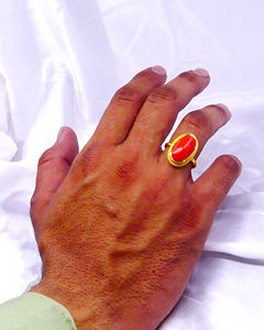 Traditionnel Sterling Silver 925 Coral Gemstone Classic Daily Wear Mariage élégant Les femmes portent une bague unisexe - Product Image 6