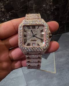 Montre de luxe entièrement automatique en acier inoxydable rose doré avec mouvement à quartz, cadran de 40 mm, diamants en moissanite VVS, fabrication japonaise - Product Image 1