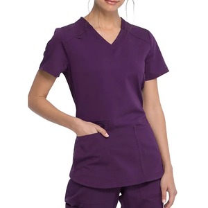Uniforme de hospital elástico con cuello en V para mujer con bolsillo con cremallera uniformes médicos de enfermería - Product Image 1
