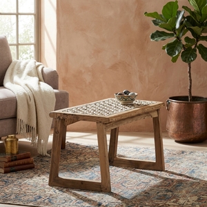 Modern Solid <b>Wood</b> Woven Ottoman Rattan Seat Footstool Accent Stool <b>Bench</b> For Living Room Lounge Setup Art Design Pure Setup - Product Image 4