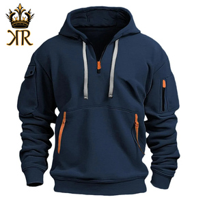 Sweat-shirt pour homme, simple et élégant, gris, coupe ample, pull-over en coton doux, streetwear, sweat-shirt avec poche avant - Product Image 3