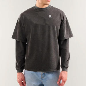 เสื้อยืดแขนยาวผู้ชายคุณภาพดีที่สุด ลายฟอกสี เสื้อยืดแขนยาวผู้ชายลายฟอกสี สกรีนโลโก้ เสื้อยืดลายฟอกสีสไตล์วินเทจ - Product Image 2