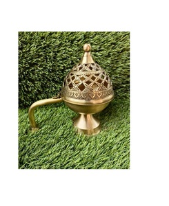 Quemador de incienso de latón con diseño intrincado para la decoración del templo Pooja meditación limpieza espiritual relajación terapia aromática - Product Image 2