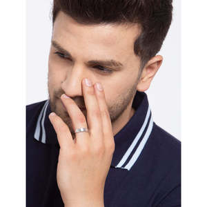 Anillo Ajustable CLARA para Hombre, Romántico, de Plata de Ley 925, Chapado en Rodio con Incrustaciones de Patrón de Bolas, Regalo para Chicos - Product Image 3