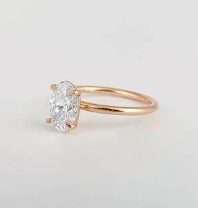 Banda minimalista de circonita cúbica de corte ovalado de Plata de Ley 925 sólida, chapado en oro rosa, banda de boda de compromiso para mujer y niña, venta al por mayor - Product Image 2