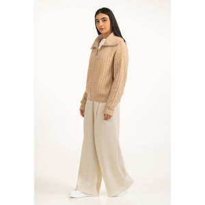 Suéter de punto largo informal para mujer, estilo vintage, antipilling, 380g, con logo frontal, esencial para la temporada de invierno y otoño. - Product Image 2