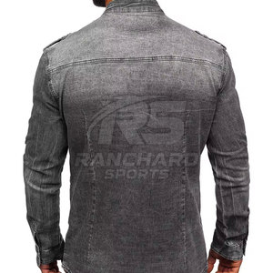 เสื้อยีนส์ผ้าคอตตอนเนื้อนุ่มสำหรับผู้ชายเสื้อเชิ้ตลำลองใส่ได้ทุกวันเสื้อยีนส์แฟชั่นแนวสตรีทแบบสลิมฟิต - Product Image 2