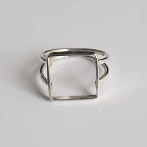 Ouvert carré en forme de 7-30 MM Collet Cup Solid 925 Sterling Silver Bezel Ring Components Fine Jewelry Findings Wholesale - Product Image 2