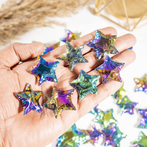 Multicolor Attractive Arrowhead Points Spearhead Jewelry Making and <b>Wire</b> Wrapping, Aura Quartz <b>Titanium</b> Flat Star Arrowheads - Product Image 3