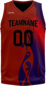 Ensemble de maillot et short de basket-ball personnalisé pour hommes, uniforme athlétique sans manches rouge et noir, personnalisé avec le nom et le numéro de l'équipe - Product Image 2
