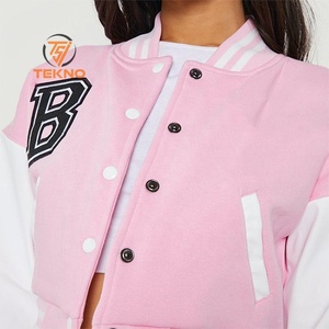 New High Quality <b>Women's</b> Crop Varsity <b>Jacket</b> Customizable Winter Top with Cotton Filling Hot Selling at Reasonable Rate - Product Image 3