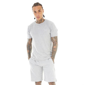 2024 Acid Wash Sun Faded Distressed Vintage T-shirts y Sweat Shorts Custom Silicone Print Shorts Set para hombres - Product Image 1