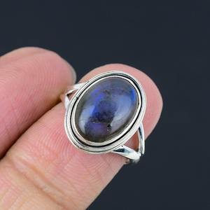 Bague en argent sterling 925 de style Boho avec pierre précieuse Labradorite plaqué rhodium cadeau de mariage pour les femmes bijoux faits à la main pour les fêtes - Product Image 3