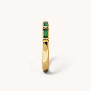 Bague vintage Zoe Smaragd en or blanc et acier inoxydable avec pierre précieuse - Product Image 6