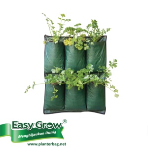 Durable Vertical Garden Felt Grow Bags Pockets Plastic Wall Planter Flower <b>Pots</b> & Planters Black Green - Product Image 3