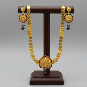 Juego de monedas de joyería de templo tradicional para mujer, collar indio elegante con colgante de moneda y pendientes a juego para festivales - Product Image 4