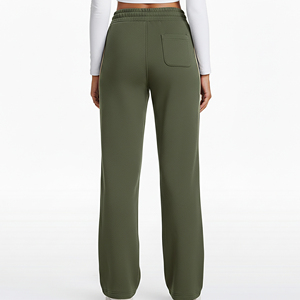 Pantalon de survêtement plat pour femme, en polaire polyester/coton de haute qualité, taille élastique, style hip-hop, écologique et personnalisable, couleur unie - Product Image 3