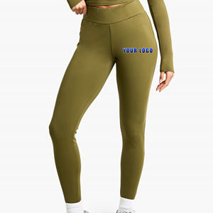 Mallas de Yoga de entrenamiento hechas a medida al por mayor para mujer, mallas de Yoga de cintura elástica sin costuras para gimnasio de tela elástica de poliéster - Product Image 4