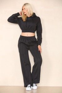 OEM Costume de jogging décontracté avec logo personnalisé pour femmes, sweat à capuche surdimensionné vierge et jogging à jambes larges évasées, pantalon de survêtement, ensemble 2 pièces pour femmes - Product Image 3