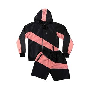 Ensembles coupe-vent deux pièces à capuche et fermeture éclair en nylon 100% polyester de haute qualité pour hommes - Product Image 6