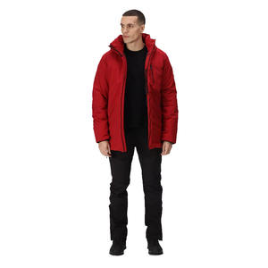 Vestes parka imperméables rembourrées à fermeture éclair de couleur rouge pour hommes, très vendues, avec capuche intégrée, vestes d'hiver pour hommes - Product Image 3