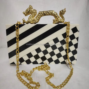 Luxury Angel Fashion Model Ladies Resin Clutch Open Closure Handmade Metal <b>Stone</b> Work Embellishment Hand-<b>painted</b> Embroidery - Product Image 1