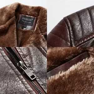 Blouson en cuir Pu homme avec fermeture éclair et col intégral, à la mode, nouvelle collection 2022 - Product Image 4