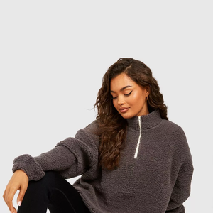 High Quality Men's 1/4 Quarter Zip Fleece Sweatshirt Top-Notch Winter Pullover Stand Collar <b>Hoodie</b> and Stand Collar Sweatshirt - Product Image 2