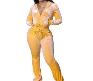 Ensemble deux pièces pour femmes en velours avec strass personnalisés, vintage, sexy, ensemble deux pièces pour femmes, survêtement streetwear, automne hiver, femmes, sweat-shirts à fermeture éclair - Product Image 5