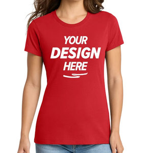 Camiseta básica de manga corta con cuello redondo para mujer, color blanco, talla mediana, color rojo - Product Image 1