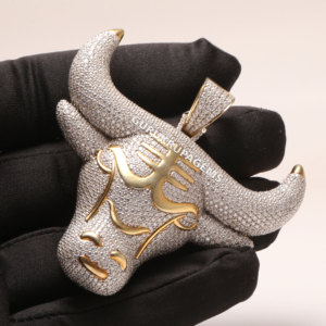 จี้ทองคำสีเหลือง14kt สำหรับผู้ชายทำด้วยมือปรับแต่งได้ทำจากเพชรสไตล์ฮิปฮอปสุดพิเศษ - Product Image 2