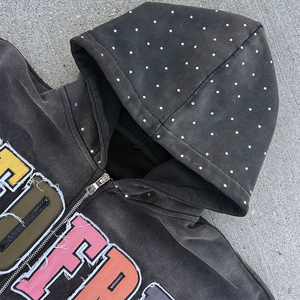 Sweat à capuche de luxe pour hommes avec strass solides avec design de diamant étincelant hiver surdimensionné pour Streetwear à la mode et mode urbaine - Product Image 3