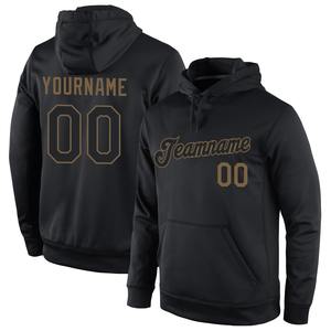 Directo de fábrica Dropship Industry OEM Custom Stitched Black-Old Gold Sports Pullover Sudadera con capucha - Product Image 1