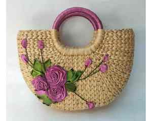 Bolsa de jacinto de agua de forma redonda con bolsa de jacinto de agua de tacto artesanal lista para exportar a granel y suministro de tienda minorista - Product Image 1