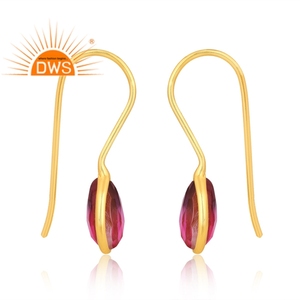 Último diseño de Plata de Ley 18K chapado en oro Bio amatista doblete cuarzo piedras preciosas pendientes colgantes Demi joyería fina fabricante - Product Image 3