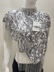 Luxe Wrap pour femmes mode lourd à la main broderie perles paillettes travail écharpe étole dames meilleur mariage anniversaire nuit fête - Product Image 4