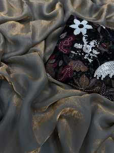 Bollywood elegante y elegante Sari de seda de espacio pesado con hermosas 4 lentejuelas con Katdana blusa Sari exclusiva Ropa Étnica elegante - Product Image 5