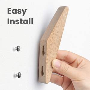 2Pack Wood <b>Hooks</b> <b>Wall</b> Mounted, Minimalist Easy to Install Natural Real Wood Cute Modern Mid Century Rustic Simple Home Foyer - Product Image 3