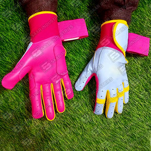 Manchette longue vente chaude gants en cuir de vachette véritable combinaison de couleurs uniques gants d'entraînement au bâton de baseball - Product Image 3
