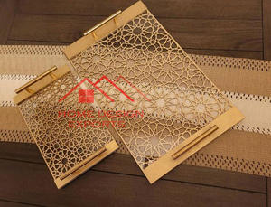 Leaser Cutting Design Home <b>Decor</b> Fancy Metal Tray Coral Design Latest Design Vanity Top <b>Table</b> Top - Product Image 2