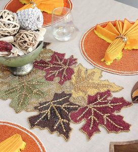 Luxury Floral Embroidered Christmas <b>Dining</b> <b>Table</b> <b>Runner</b> Handmade Cloth Decorative Wedding Mat With Leaves Design for Home Use - Product Image 5