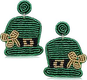 ชุดตุ้มหูลูกปัดสีเขียวสีขาวสไตล์ยุโรปและอเมริกา - Product Image 3