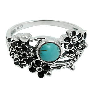 Bague personnalisée en turquoise tibétaine pour la fête des mères Bijoux en argent sterling 925 faits à la main Prix d'usine de gros Fournisseurs en vrac - Product Image 1