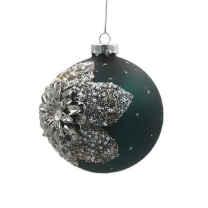 Boule de Noël suspendue en verre personnalisée, motif peint, broderie, perles, paillettes, techniques d'impression personnalisées - Product Image 1