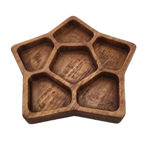 Plateau en bois en forme d'étoile, idéal pour les fêtes, porte-bougie, 2 pièces, artisanat en bois de manguier, vente en promotion - Product Image 5