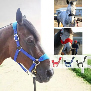 Harnais en nylon pour cheval avec rembourrage en polaire, collier de tête réglable et robuste, et embout de nez et couronne rembourrés doux - Product Image 4