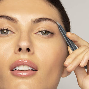 Pince à épiler de haute qualité, couleur grise, en acier métallique, outil de maquillage pour l'épilation des sourcils - Product Image 4