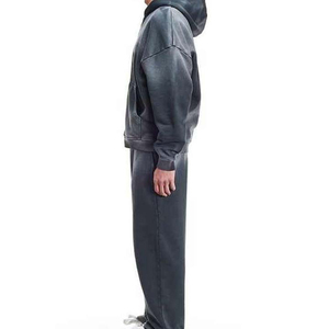 High Quality Rhinestones Acid Wash <b>Flare</b> <b>Sweatpants</b> Zip up Hoodie 2 Piece Set Unisex Rhinestone Vintage Acid Wash Men Tracksuit - Product Image 5