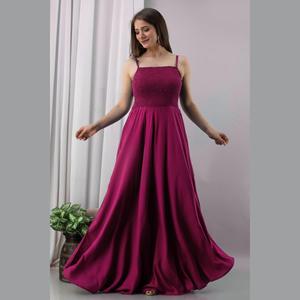 Vestido de Noche Largo hasta el Suelo, Talla XS, con Cintura Impero, Cómodo, de Gasa Rosa, Estilo Línea A, para Invitadas de Boda y Quinceañera - Product Image 1