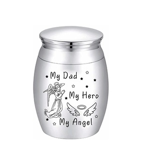 Angel Ashes Urn <b>Keepsake</b> Butterflies Cremation Urns Stainless Steel <b>Memorial</b> Ashes Holder for Human Dad Custom Size Urns - Product Image 1